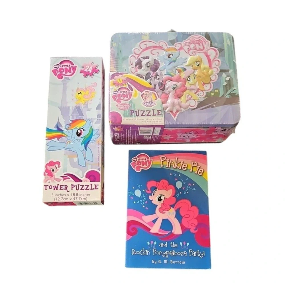 My Little Pony Lot Lunch Pail Puzzle Tower Puzzle Pinkie Pie Paperback Book MLP